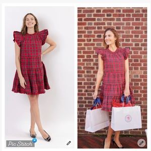 Tartan Plaid Ruffle Neck Holiday Dress